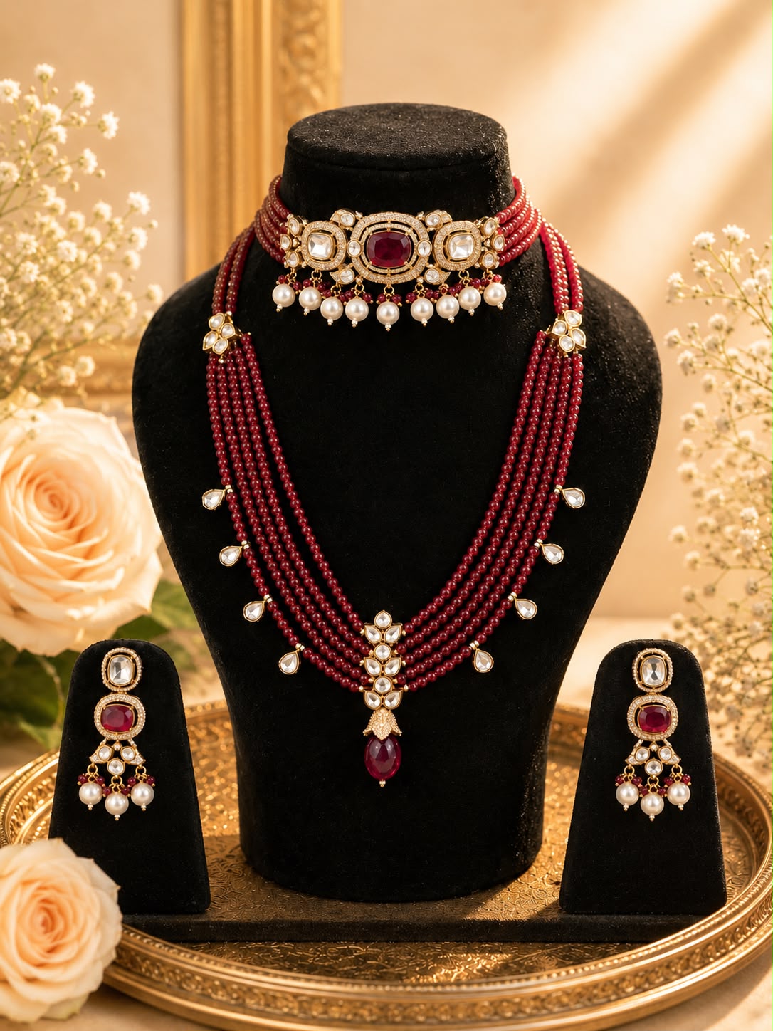 Ruby Pearls Combo Set