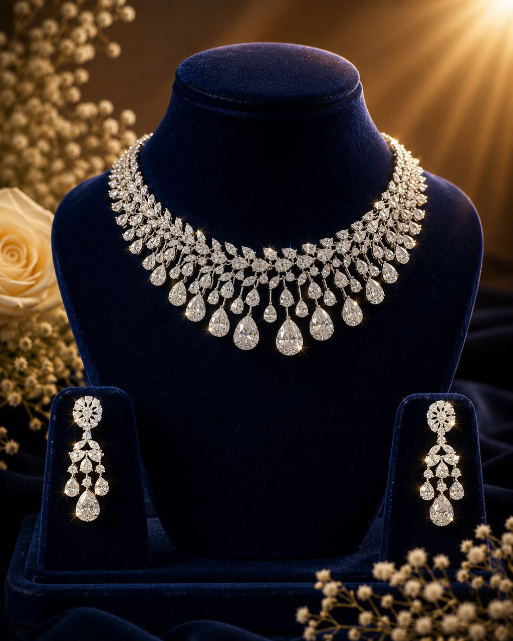Celestial Dew Drop Diamond Necklace Set