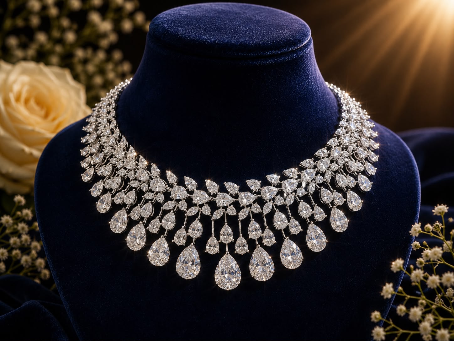 Celestial Dew Drop Diamond Necklace Set