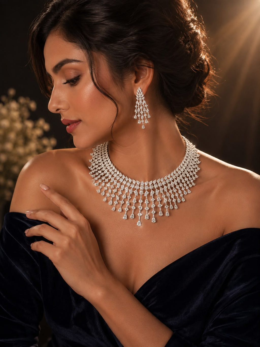 Diamond Drape Necklace Set