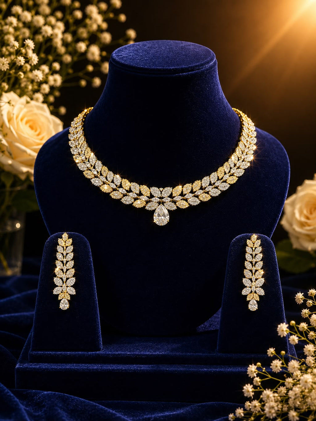 Dual Tone Diamond Symphony Necklace Set