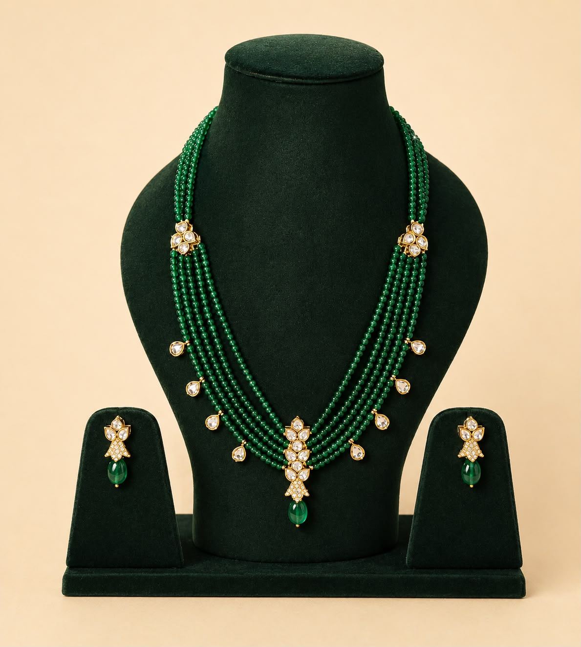 Emerald Grace Pearl Drop Necklace Set