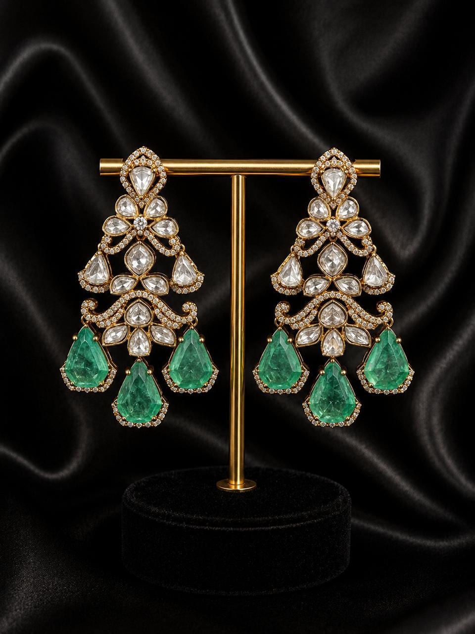 Mint and Moissanite Statement Earrings