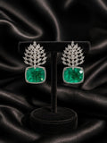 Mint Green Diamond Leaf Earrings