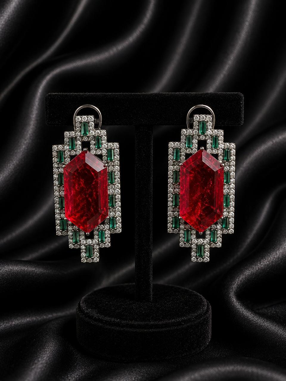 Ruby Doublet with Emerald Baguettes