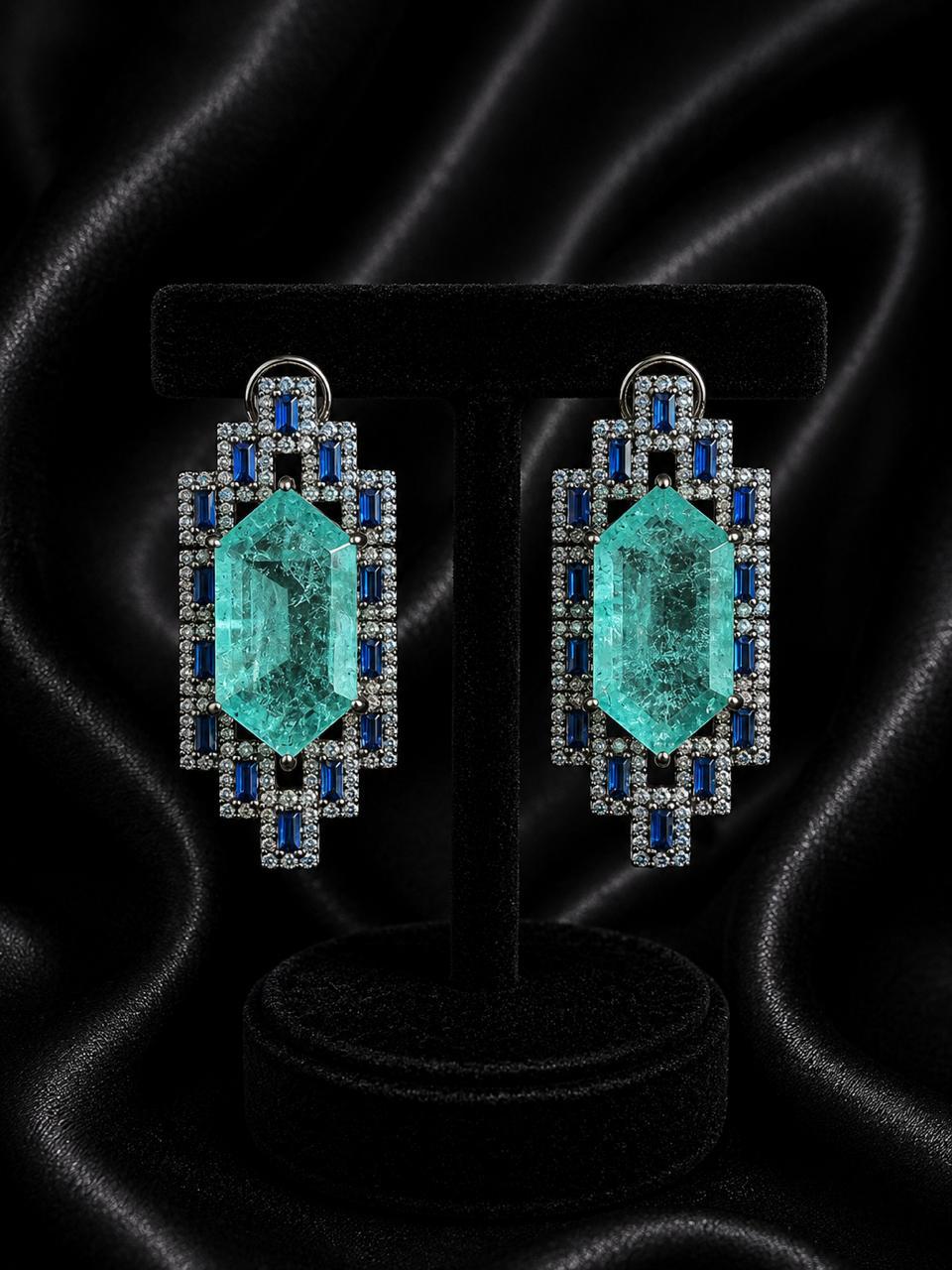 Mint Green Doublet with Sapphire Baguettes