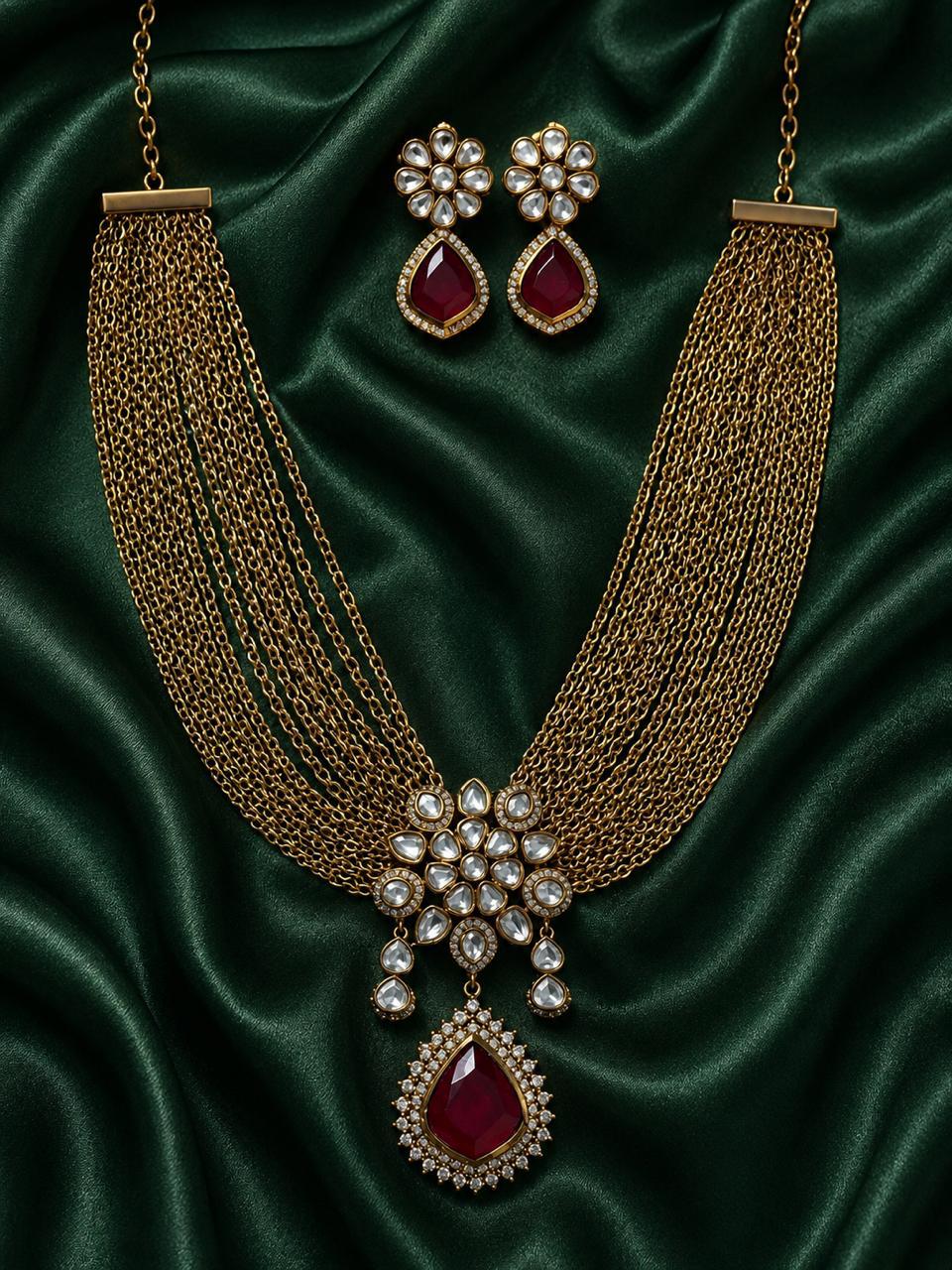 Ruby Noor Moissanite Necklace Set