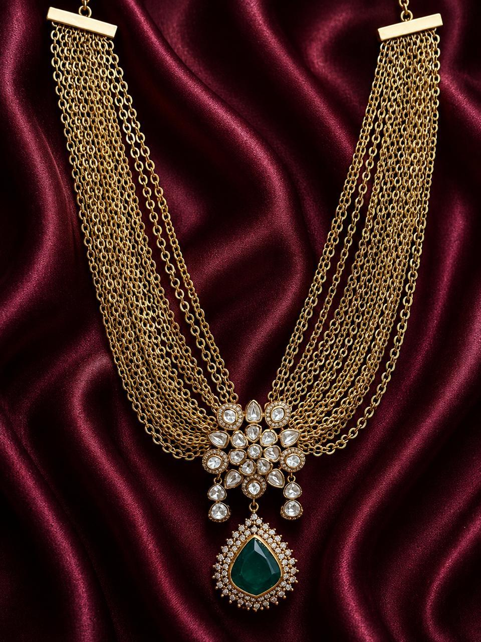 Emerald Noor Moissanite Necklace Set