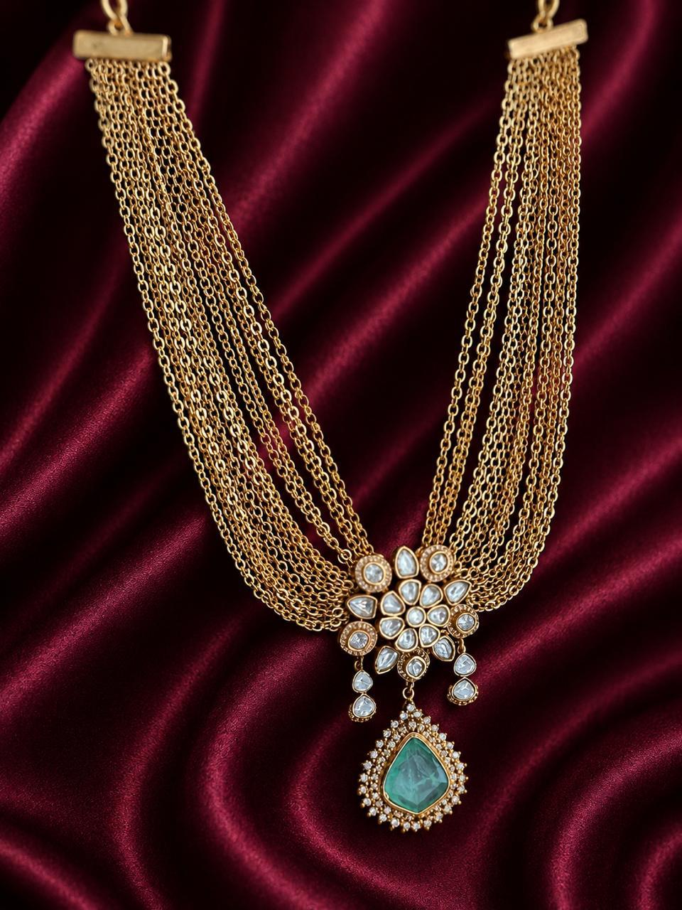 Mint green Noor moissanite necklace set
