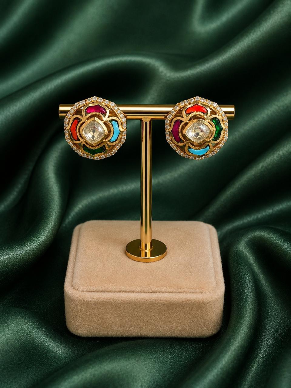 Meenakari Multicolored Moissanite Studs