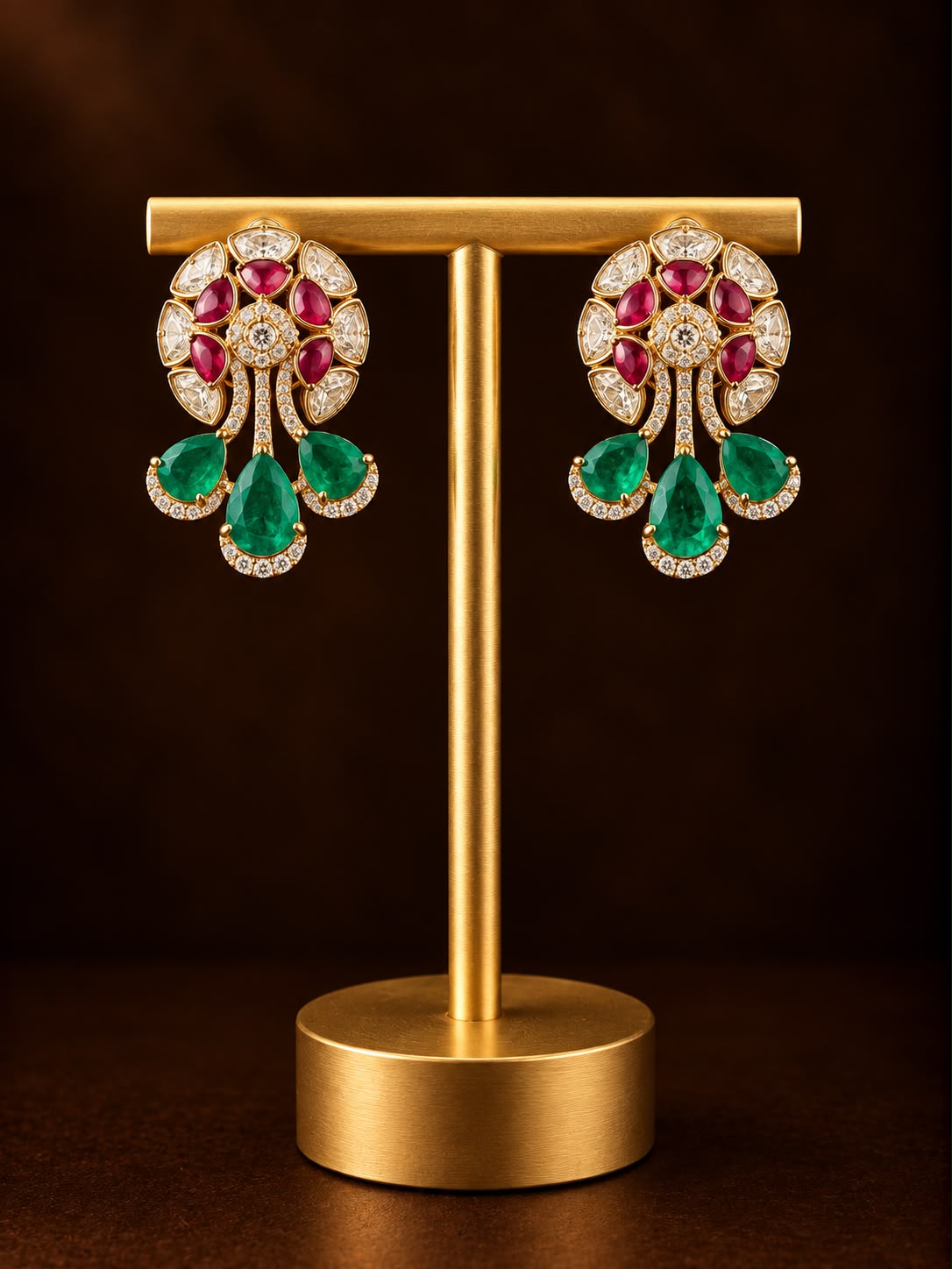 Meher Ruby & Emerald Statement Earrings