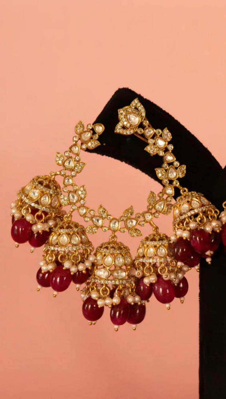 Regal Pearl Halo Chandbali Earrings
