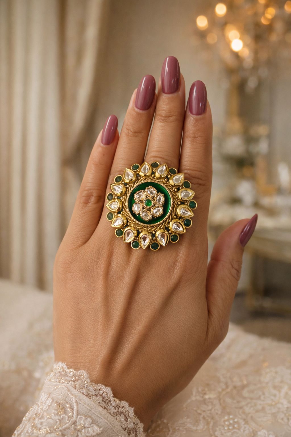 Kundan Meena Cocktail Ring