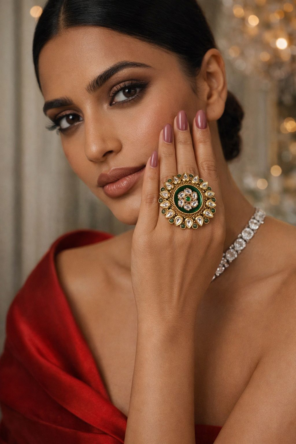 Kundan Meena Cocktail Ring