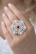 Floral Ruby Diamond Cocktail Ring