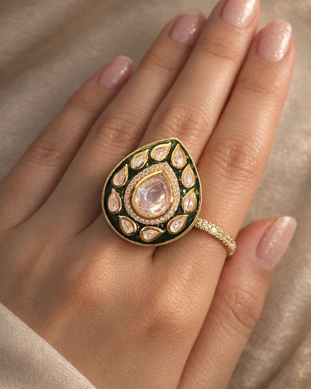 Kundan Meenakari Cocktail Ring