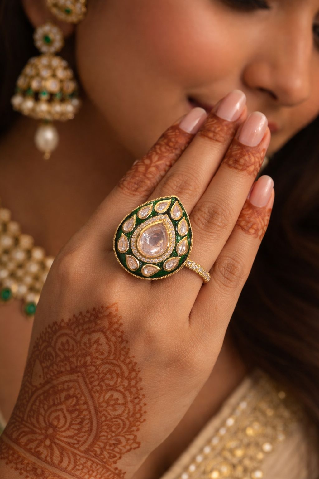 Kundan Meenakari Cocktail Ring