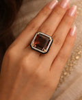Diamond Luxe Cocktail Ring With Brown Gemstone