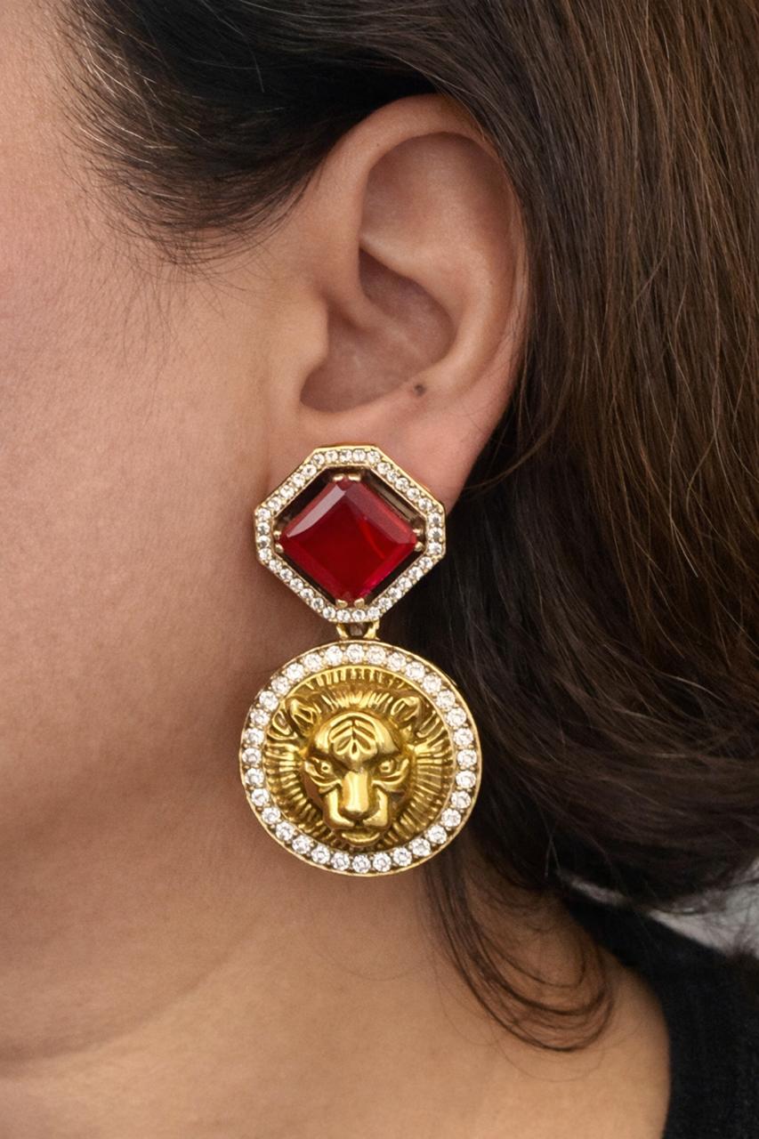 Sabya Inspired Ruby Color Danglers