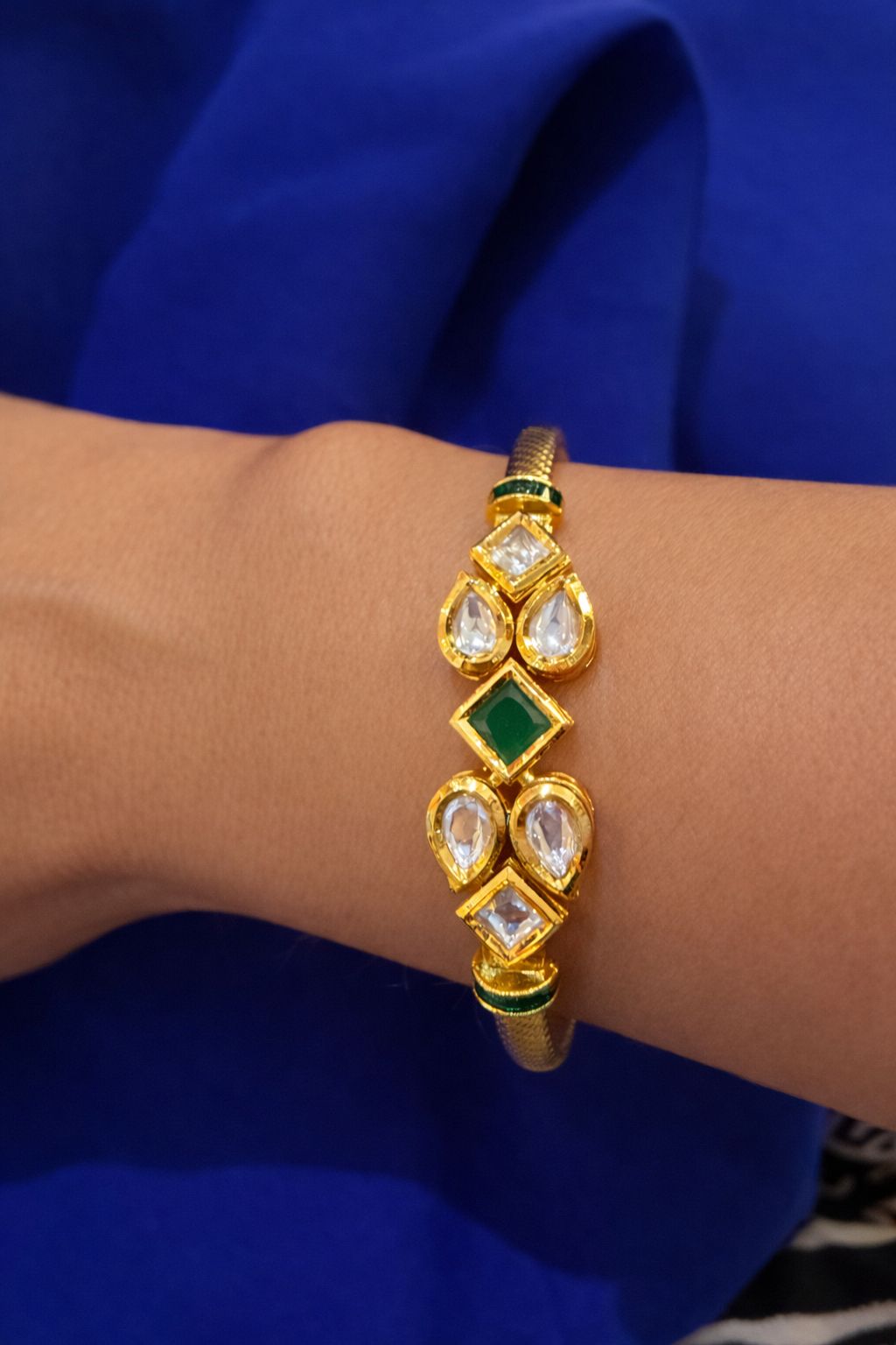 Emerald Polki Kundan Openable Kada