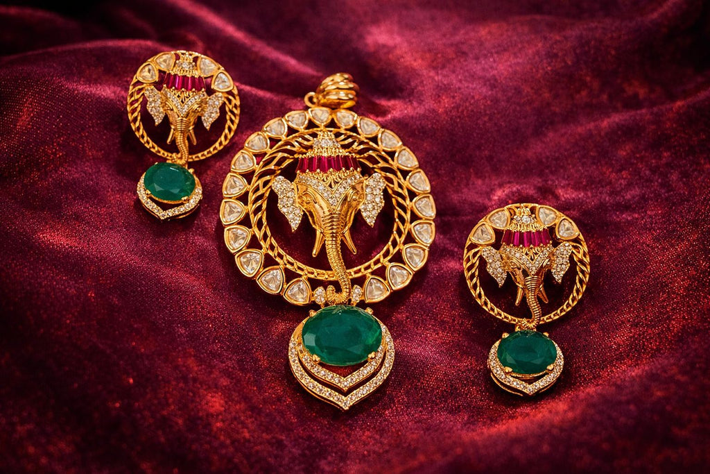 Ganesha Pendant & Earring Set