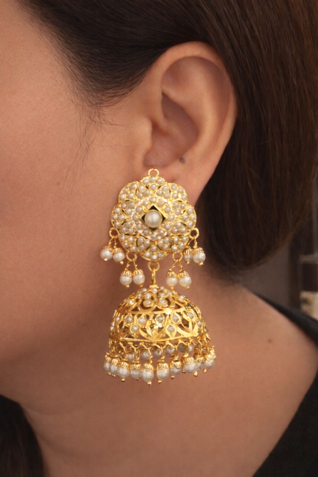 Classic Pearl Jadau Jhumkas