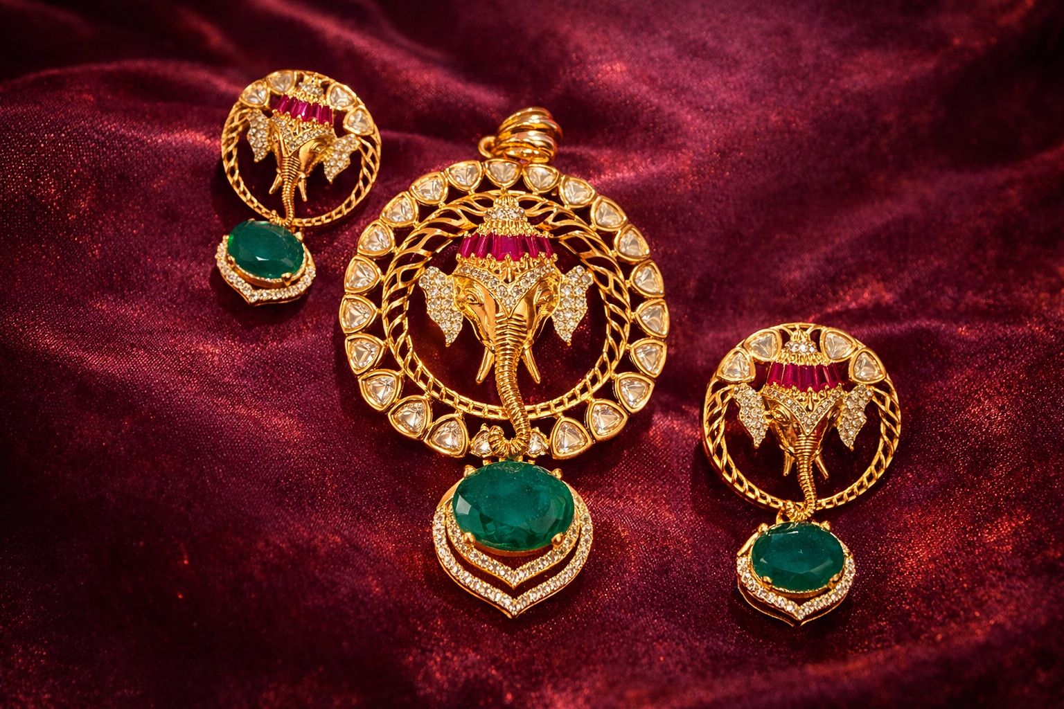 Ganesha Pendant & Earring Set