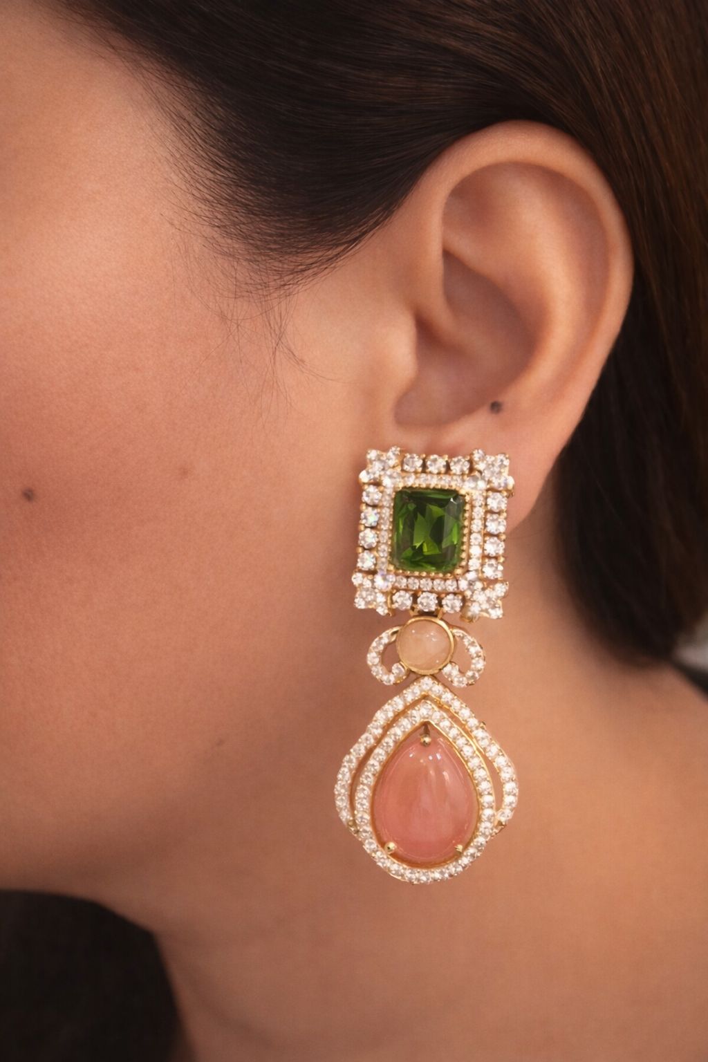 Dual Layer Moissanite Danglers