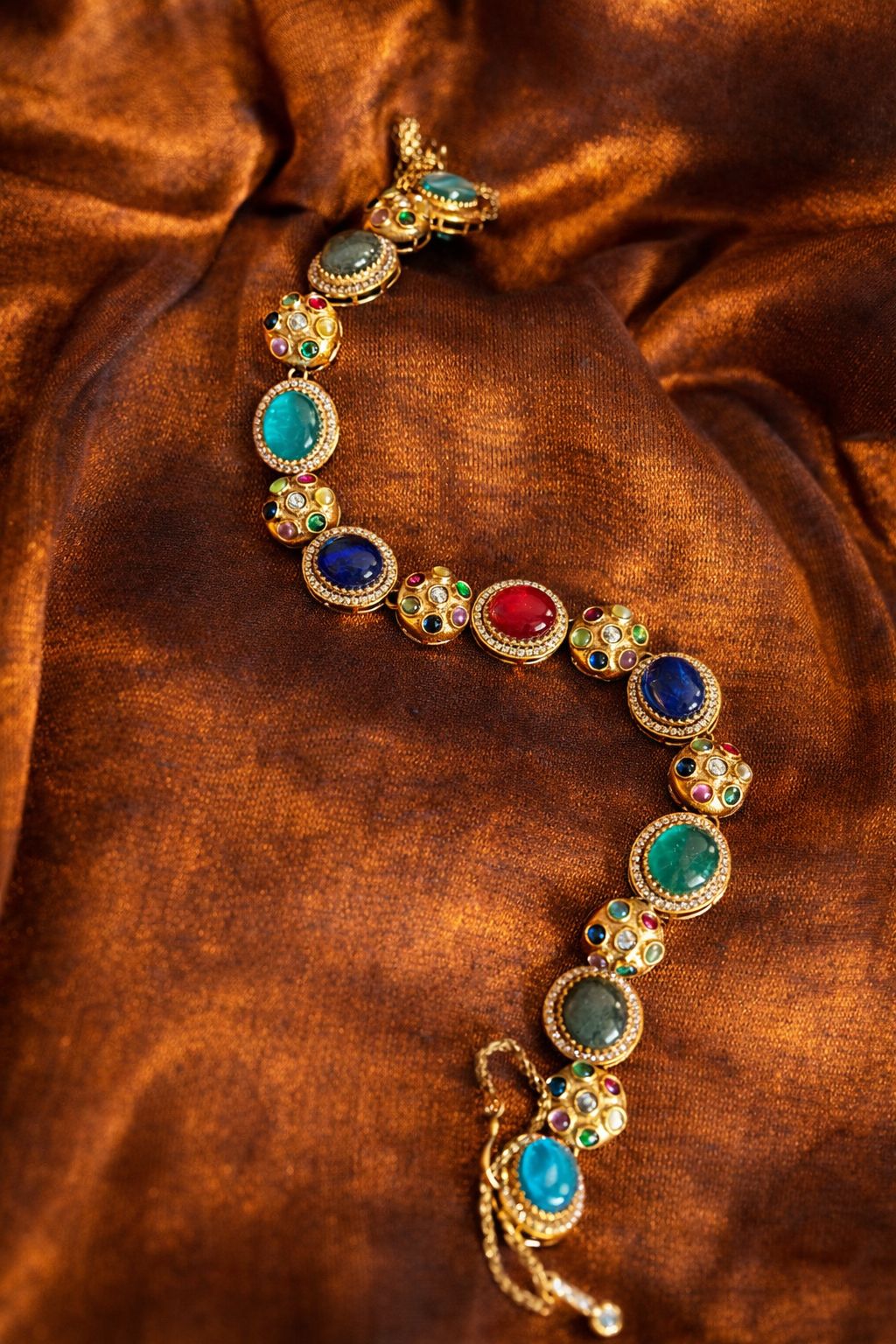 Multicolored Gemstone with Moissanite Necklace Set