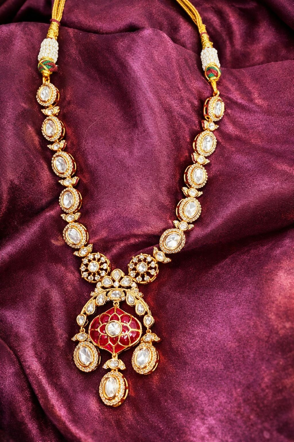 Princess Kundan Polki Pendant Set