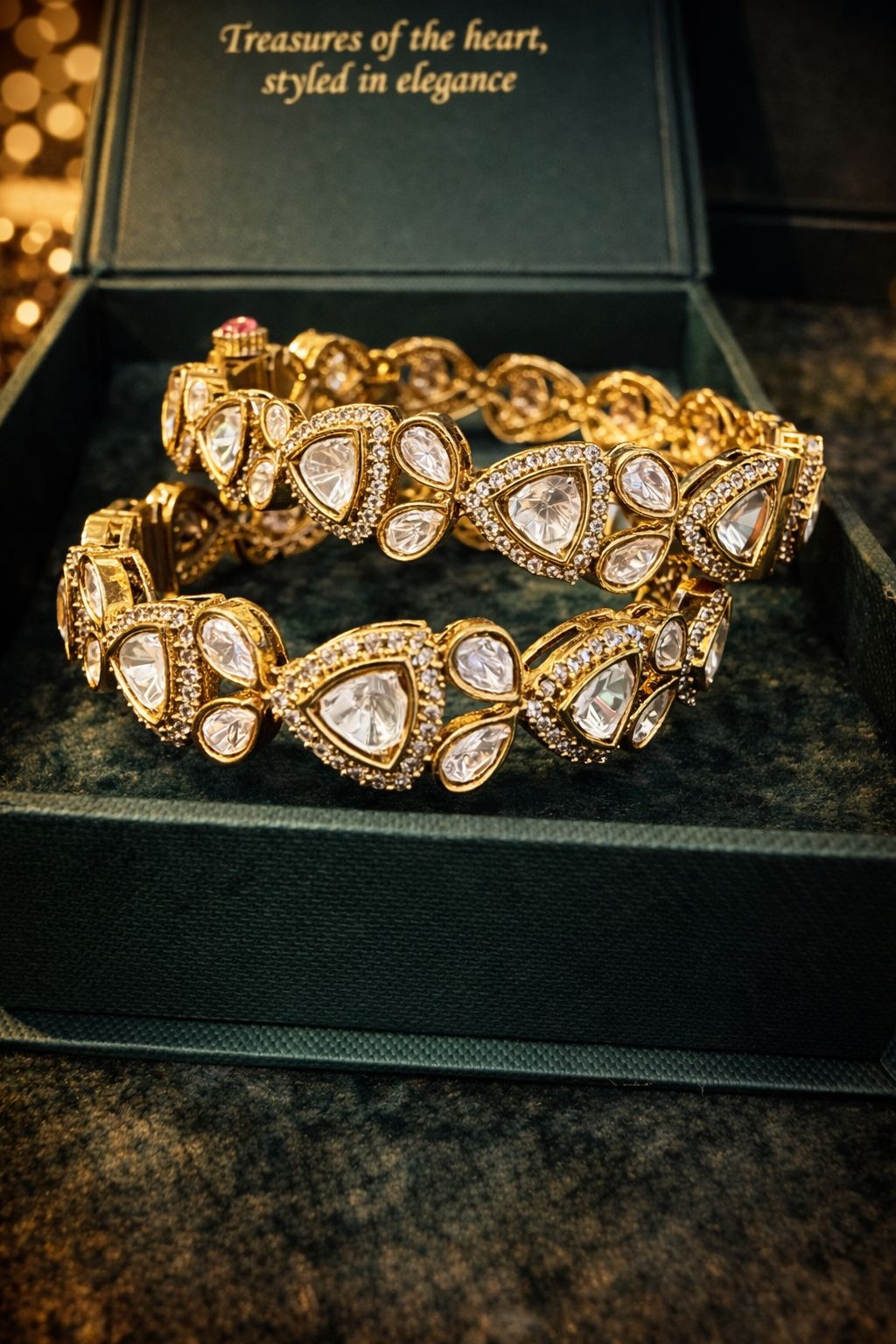 Gold Plated Kundan Openable Bangle