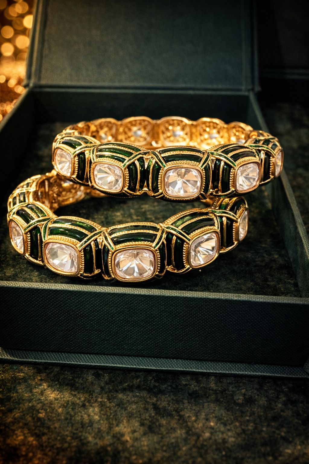 Emerald Kundan Royale Openable Kada