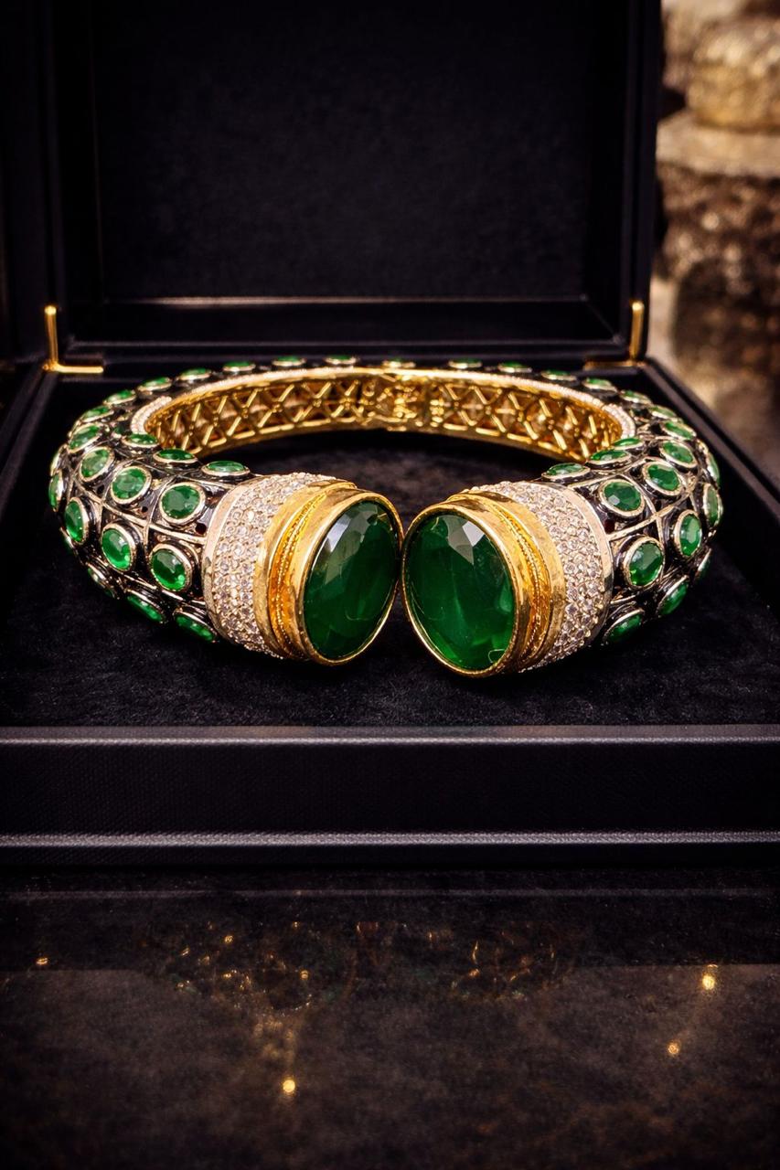 Green Onyx Gemstone Cuff Bracelet