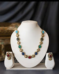 Multicolored Gemstone with Moissanite Necklace Set