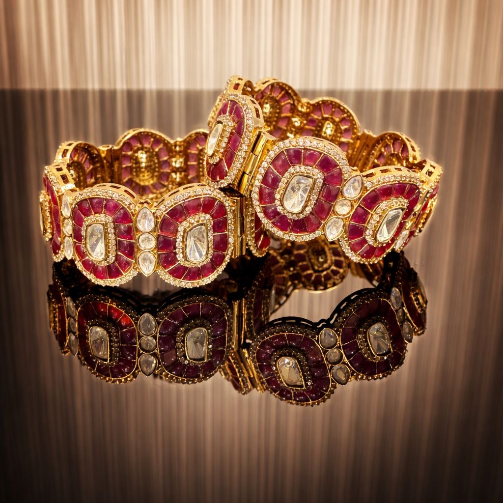 Ruby Noor Polki Openable Kada