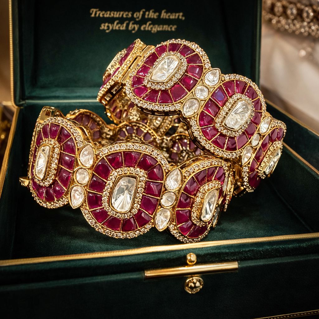 Ruby Noor Polki Openable Kada