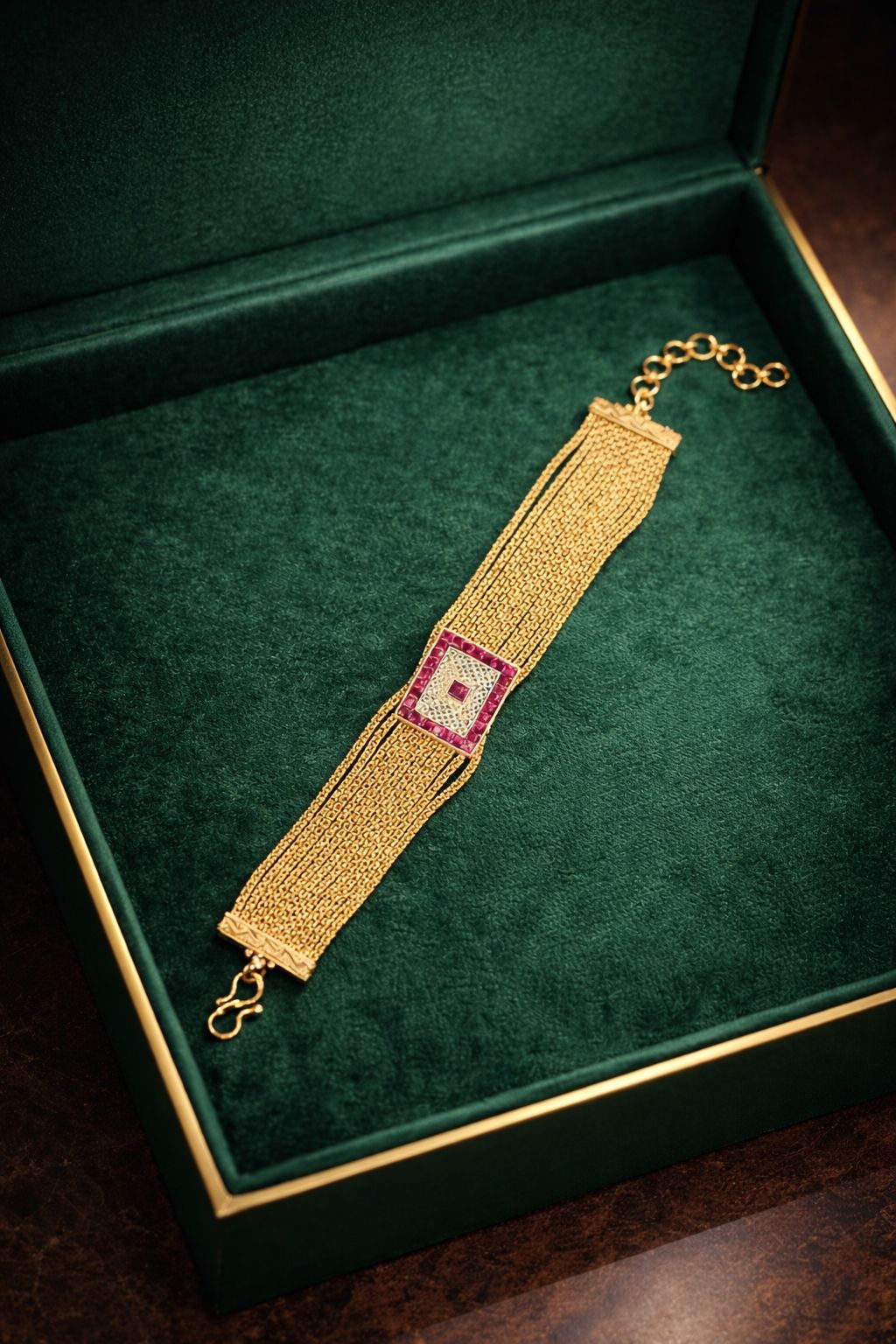 Ruby Gold Chain Bracelet