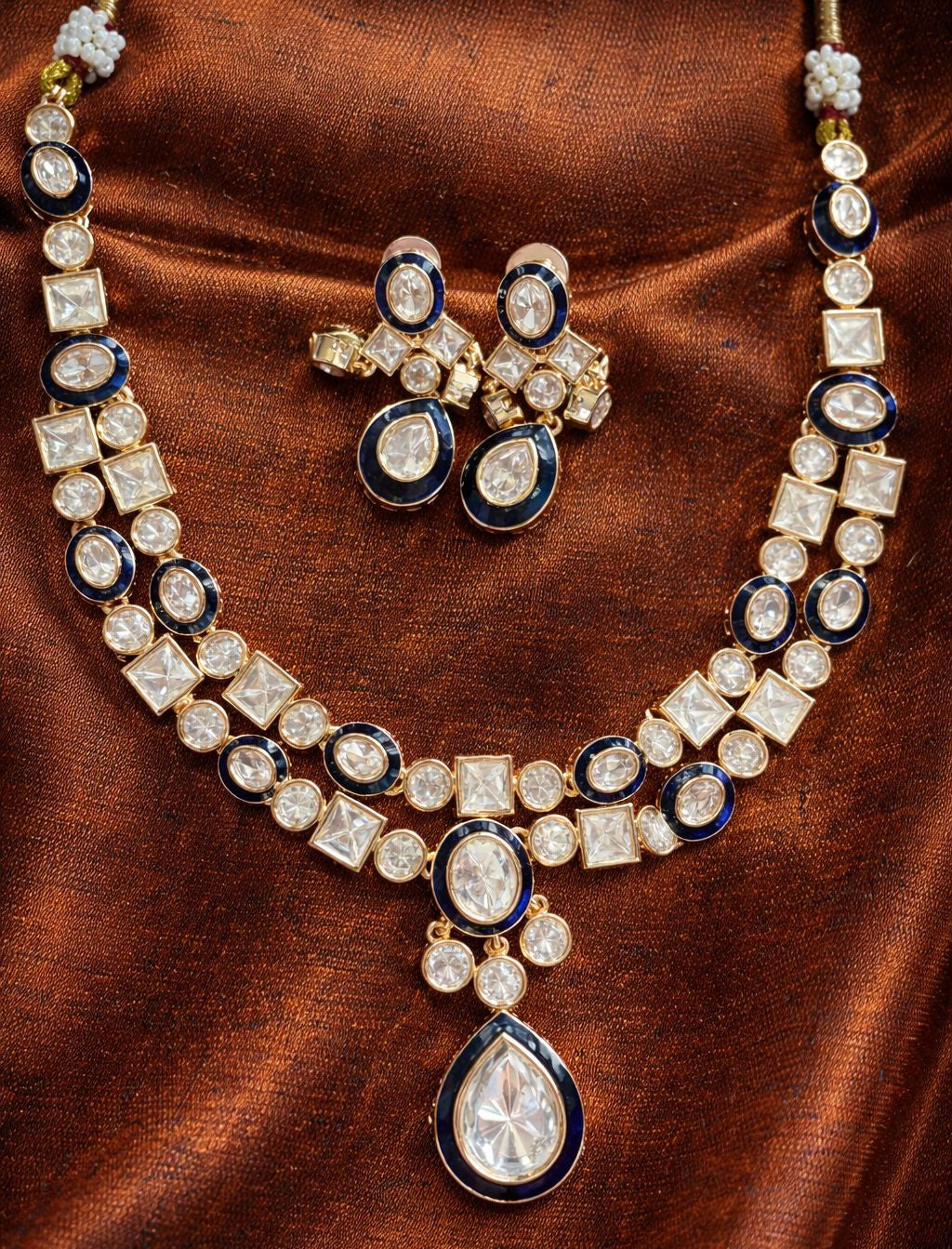 Blue Dewdrop Kundan Polki Elegance Set