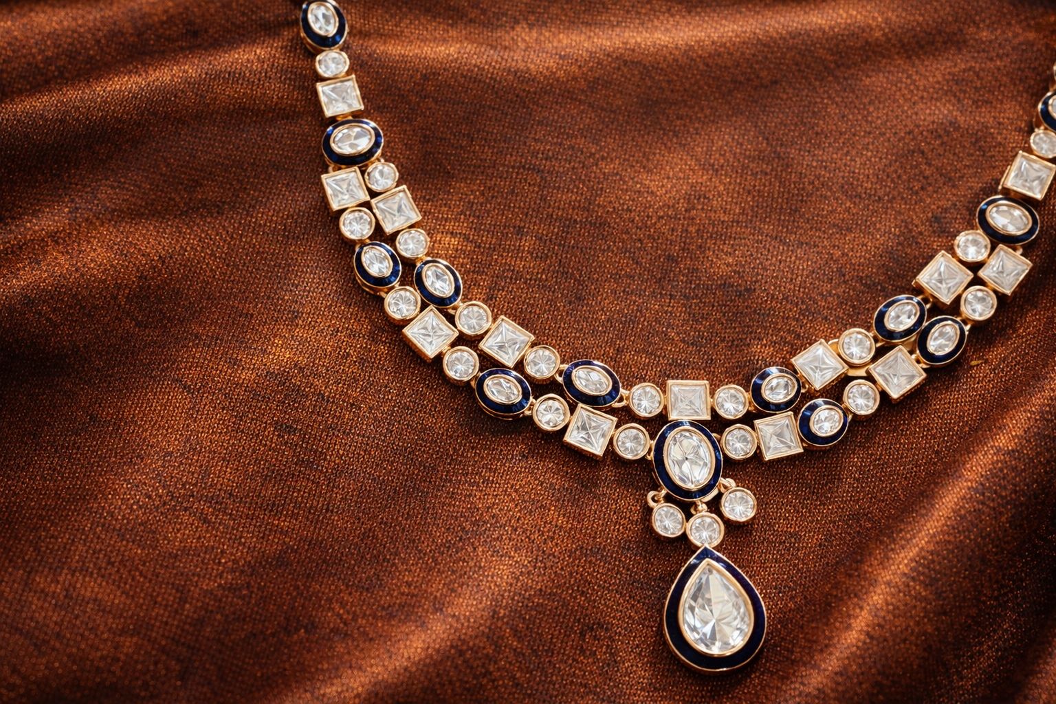 Blue Dewdrop Kundan Polki Elegance Set