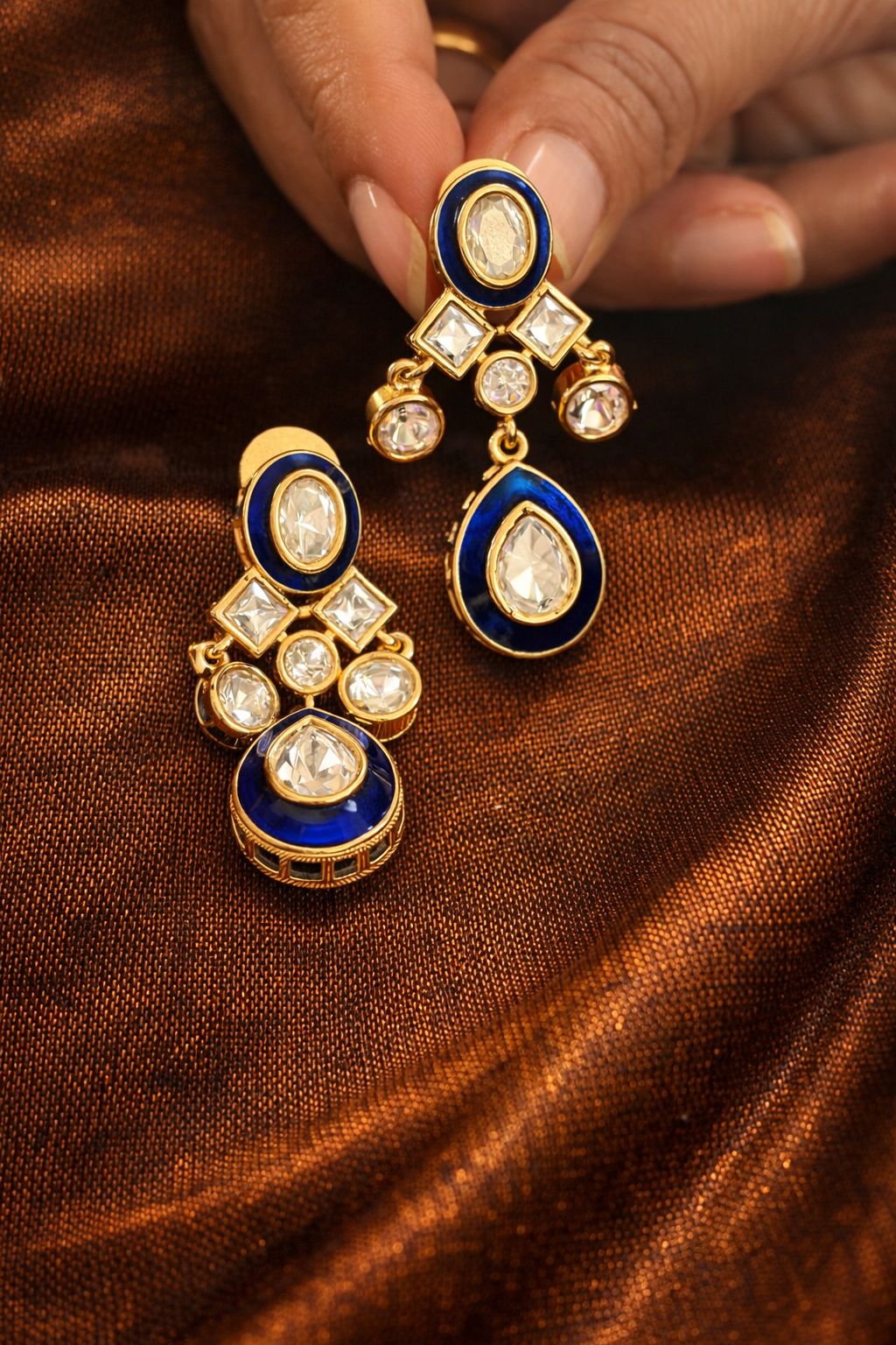 Blue Dewdrop Kundan Polki Elegance Set