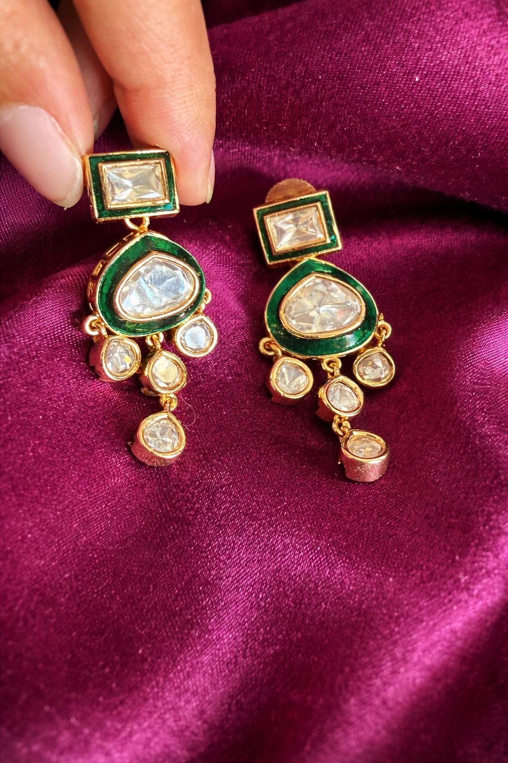 Green Dewdrop Kundan Polki Elegance Set