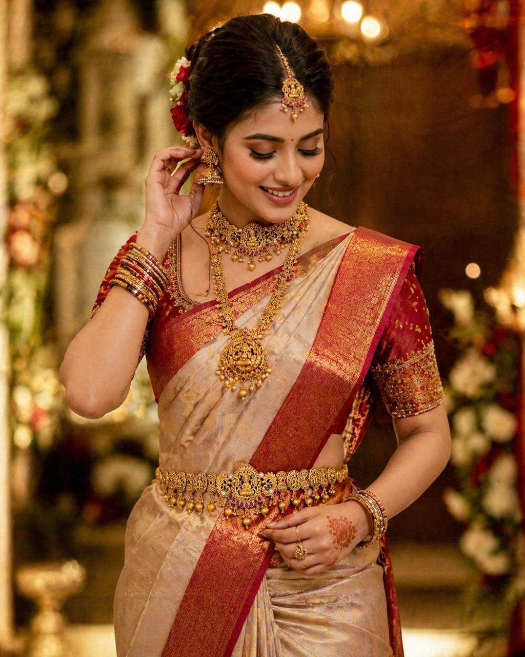 Gold Temple Kamarpatti Studded With Ruby Gemstones