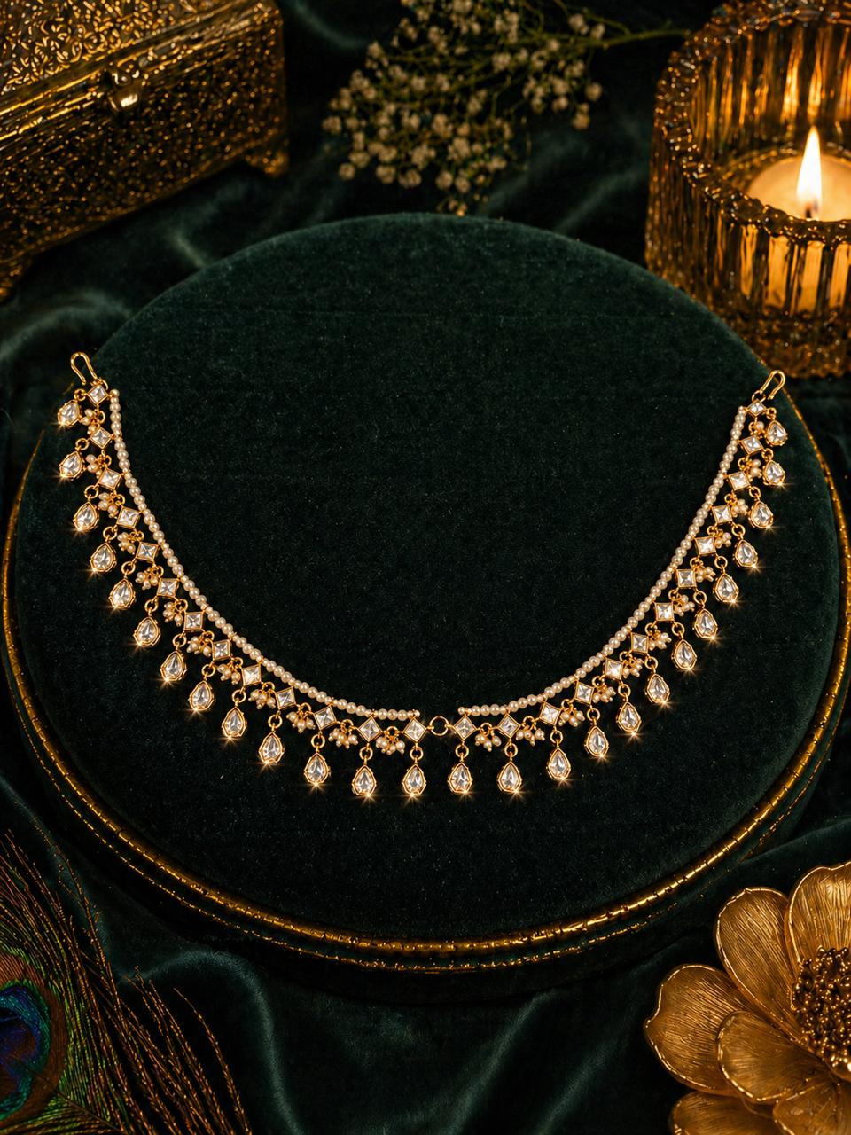 Moissanite & Pearl Beads Maathapatti