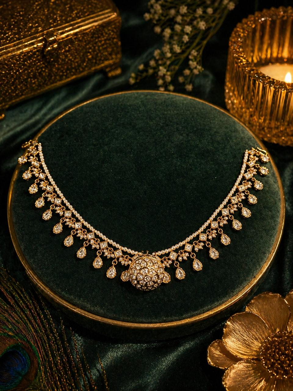 Moissanite & Pearl Beads Maathapatti