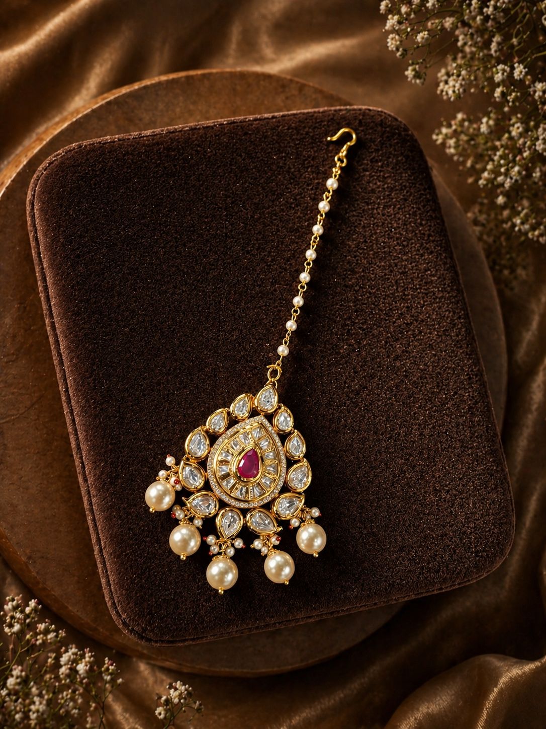 Moissanite Pearl Grace Maangtikka
