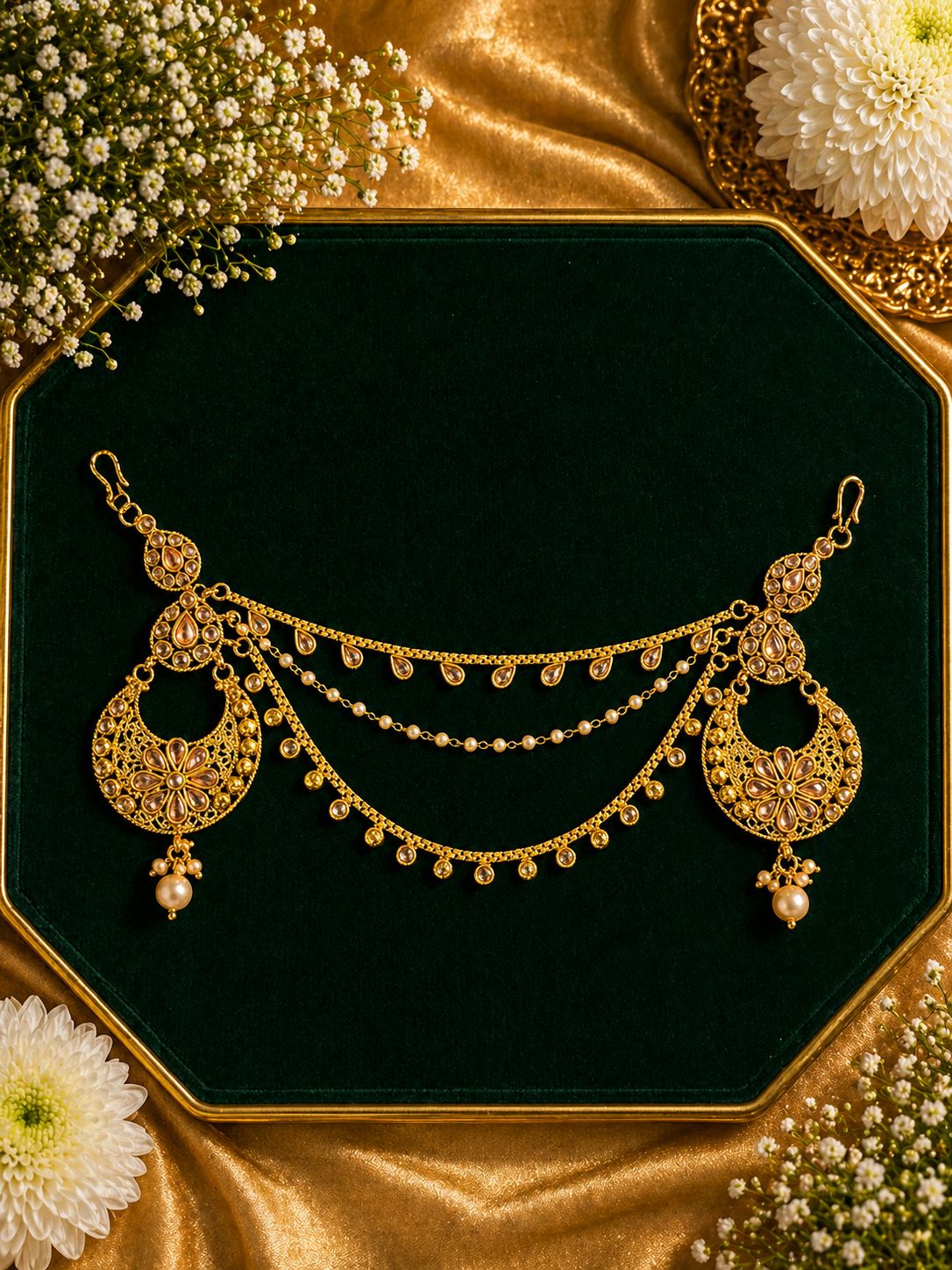 Gold Moissanite Hair Accessory