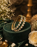 Gold Finish Kundan Openable Bangles
