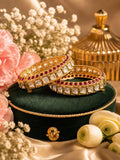 Designer Ruby Pure Moissanite Openable Kadas with Gold Finish