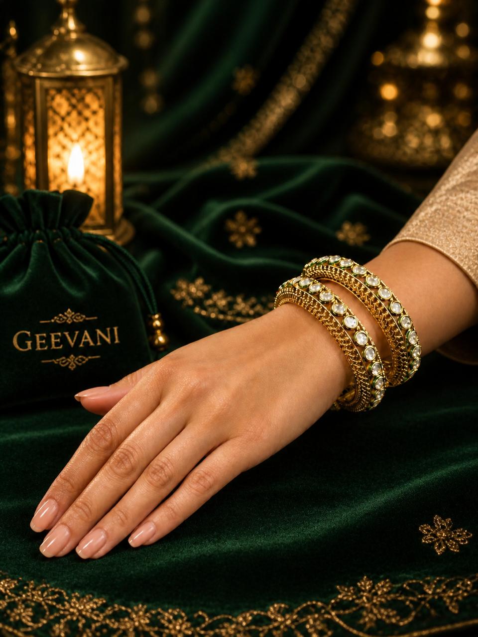 Gold and Kundan Openable Kadas