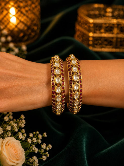 Antique Ruby and Polki Designer Kadas